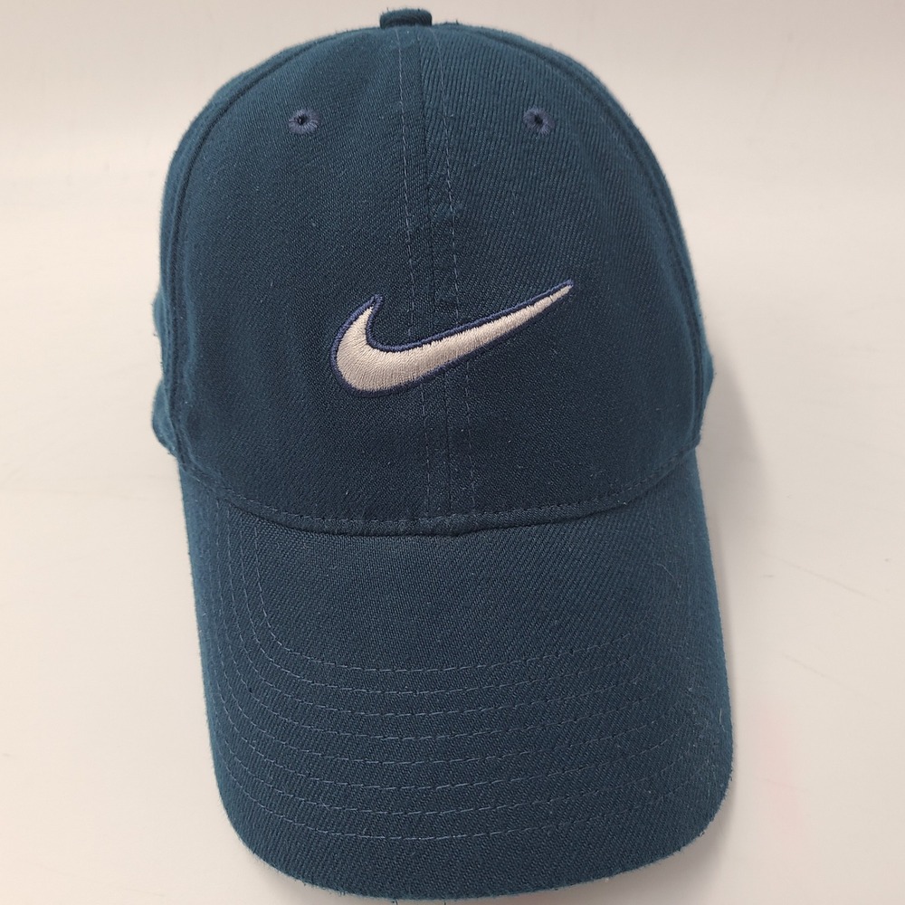 Nike Hat Fitted One Size Blue Gray Swoosh Logo NikeFIT Dry Casual Golf Flex Men
